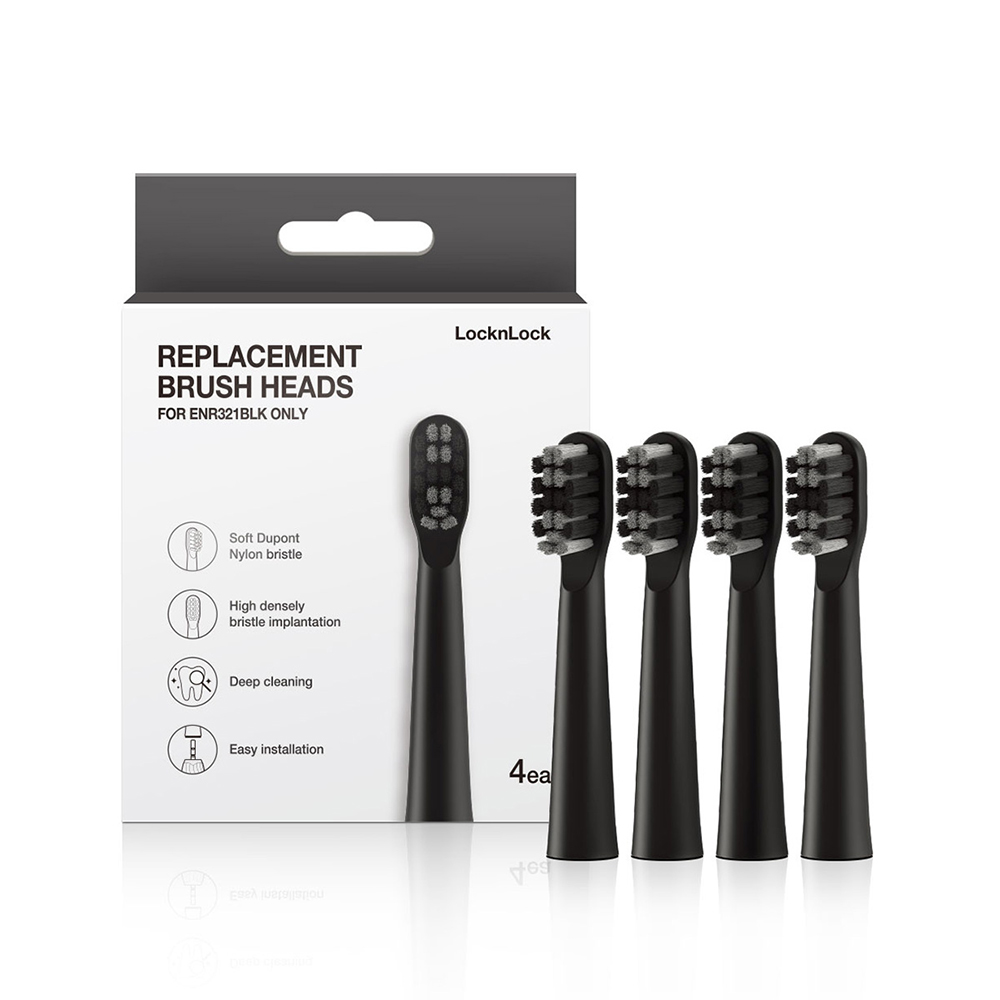 Đầu Bàn Chải Điện LocknLock Replacement Brush Heads - 4 Cái - Màu Đen - ENR321BLK_RB